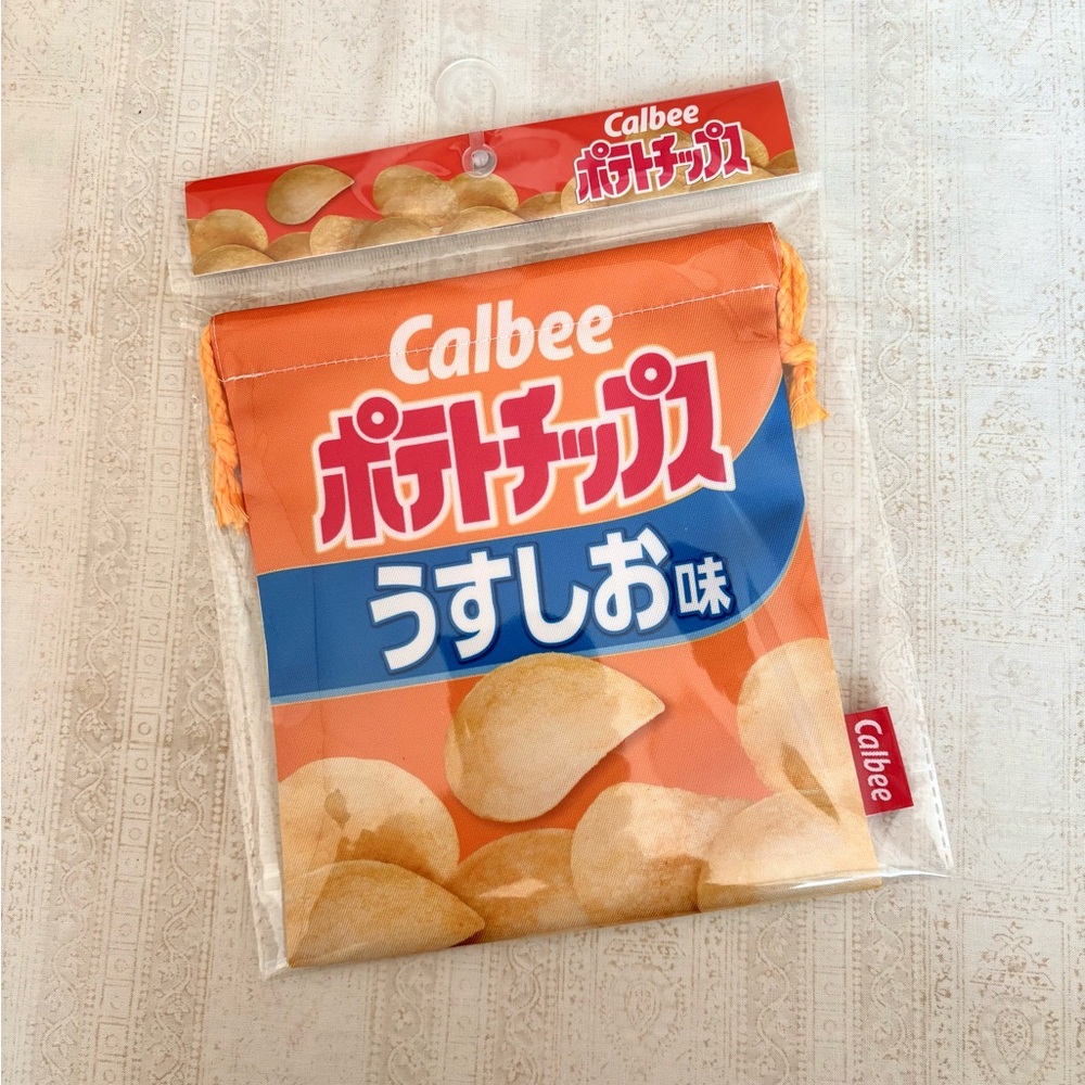 Brand New drawstring bag. Calbee Potato Chips Pouch.